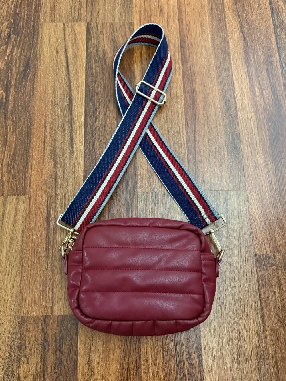 Ahdorned Sadie Quilted Vegan Leather Zip Top Messenger Bag with Strap